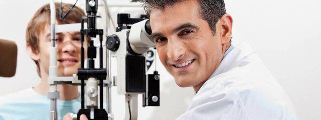 Eye care, boy at an eye exam in Calgary, AB